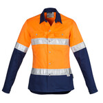 Womens Hi Vis Spliced Industrial Shirt - Hoop Taped
