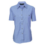 Womens Cotton Chambray Shirt Short Sleeve