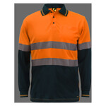 Mens Hi Vis Two Tone Long Sleeve Micromesh Polo With Pocket And Csr Reflective Tape