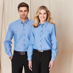 Mens Wrinkle Free Chambray Long Sleeve Shirt